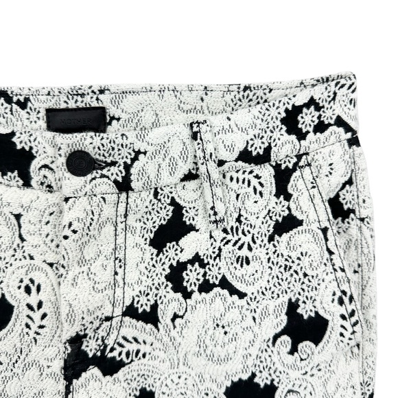 MOTHER The Looker Prep Pants Lace Look Made in USA Black White - Picture 9 of 12